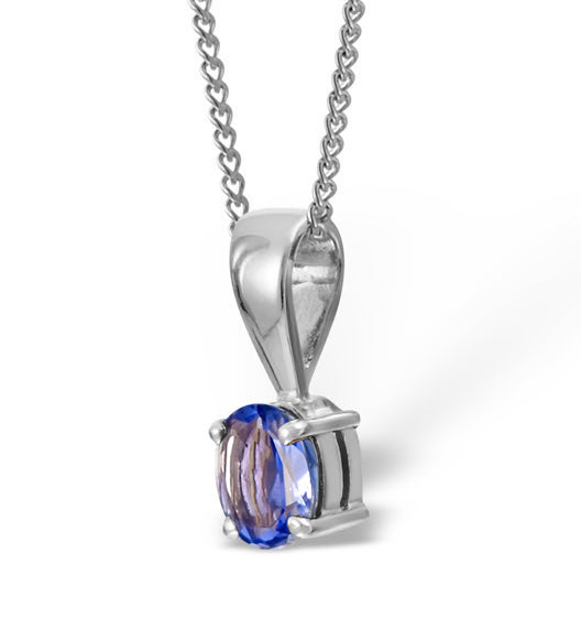 Tanzanite 5 x 4mm 18K White Gold Pendant Necklace